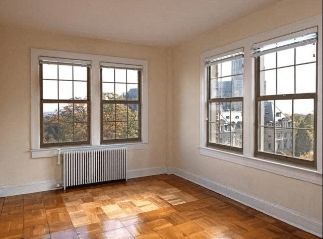 Unfurnished apartment bedroom with DC views